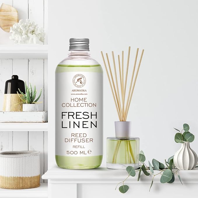 Reed Diffuser Refill Fresh Linen 17.0 Fl Oz (500ml) - Room Diffuser Refill - Home Fragrance - Scented Diffuser - Fresh Aroma