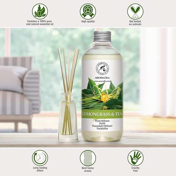 Reed Diffuser Refill Lemongrass - Tea 17.0 Fl Oz - Scented Diffuser - Room Diffuser Refill with Scent - Room Freshener - Home
