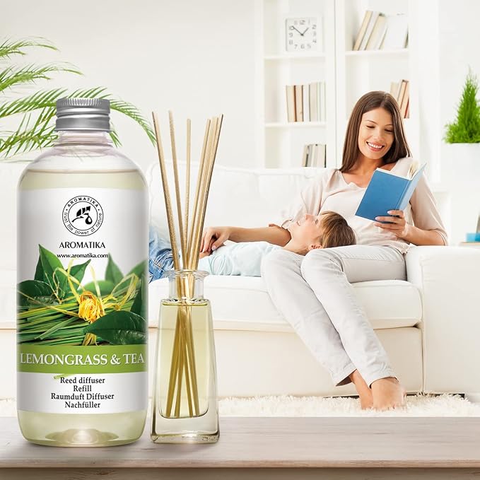 Reed Diffuser Refill Lemongrass - Tea 17.0 Fl Oz - Scented Diffuser - Room Diffuser Refill with Scent - Room Freshener - Home