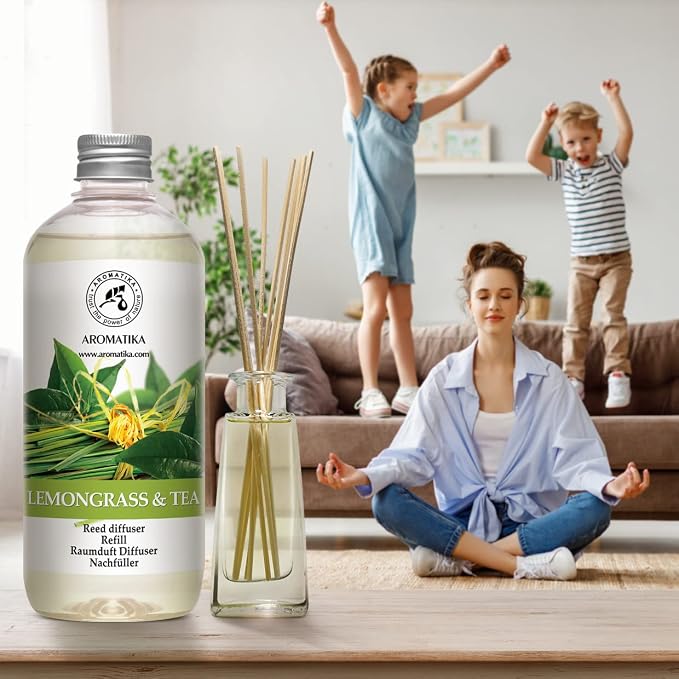 Reed Diffuser Refill Lemongrass - Tea 17.0 Fl Oz - Scented Diffuser - Room Diffuser Refill with Scent - Room Freshener - Home