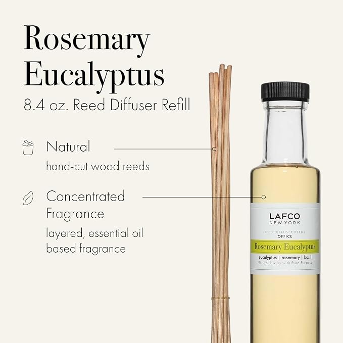 Reed Diffuser Refill, Rosemary Eucalyptus - 8.4 oz - Up to 4-Month Fragrance Life - Includes Natural Wood Reeds, alternate
