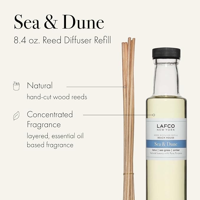 Reed Diffuser Refill, Sea & Dune - 8.4 oz - Up to 4-Month Fragrance Life - Includes Natural Wood Reeds, alternate product