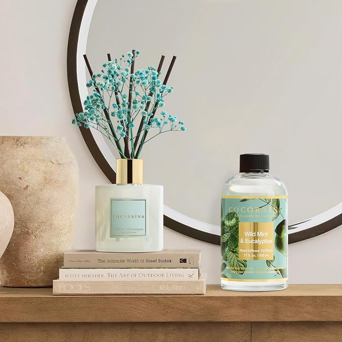 Reed Diffuser Refill Wild Mint & Eucalyptus 17oz (500ml) with 8 Sticks - Premium Long-Lasting Scented Oil, alternate product