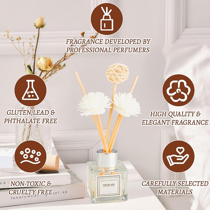Reed Diffuser Set, 1.7 fl oz Scent Diffuser with Sticks, Lavender Scent for Bathroom Accessories Shelf Decor, Air Fresheners