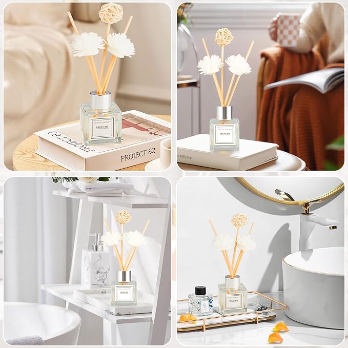 Reed Diffuser Set, 1.7 fl oz Scent Diffuser with Sticks, Lavender Scent for Bathroom Accessories Shelf Decor, Air Fresheners