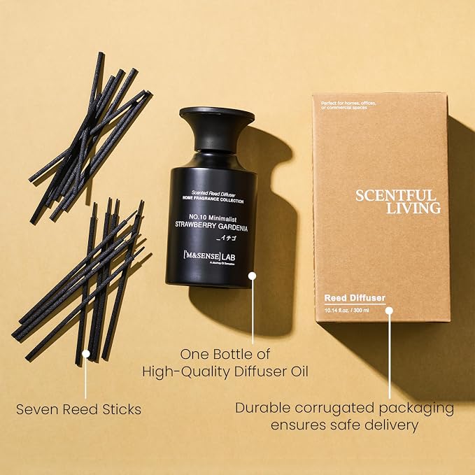 Reed Diffuser Set, 10.14 fl oz Large Reed Diffuser, Strawberry Gardenia Scented with Natural Essential Oils, alternate