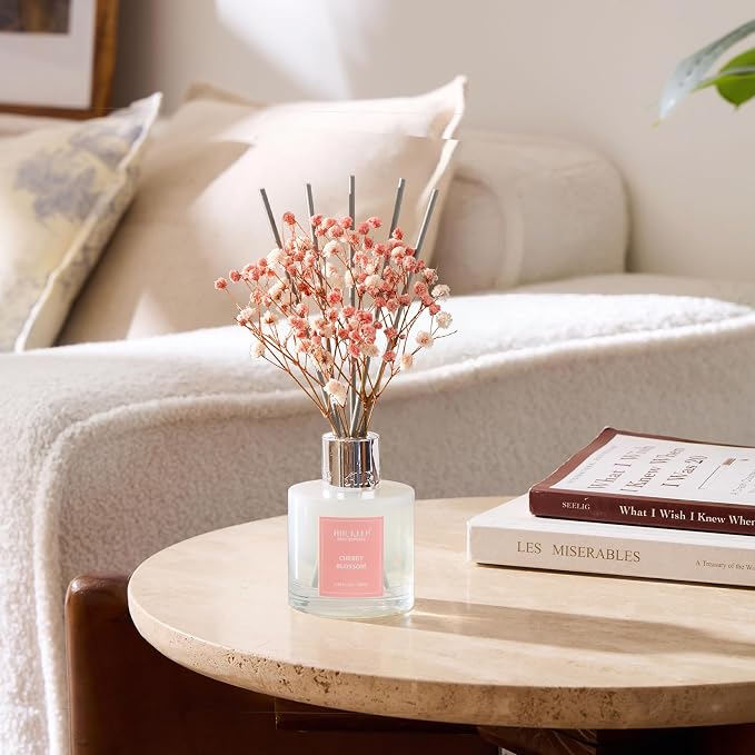 Reed Diffuser Set, 3.38 fl oz (100 ml) - Cherry Blossom Oil Diffusers with 8 Reed Sticks, Home Fragrance Reed, alternate view