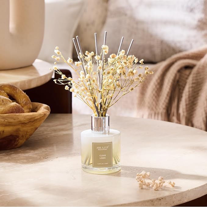 Reed Diffuser Set,3.38 fl oz (100 ml) - Clean Linen Oil Diffusers with 8 Reed Sticks, Home Fragrance Reed, alternate view 2