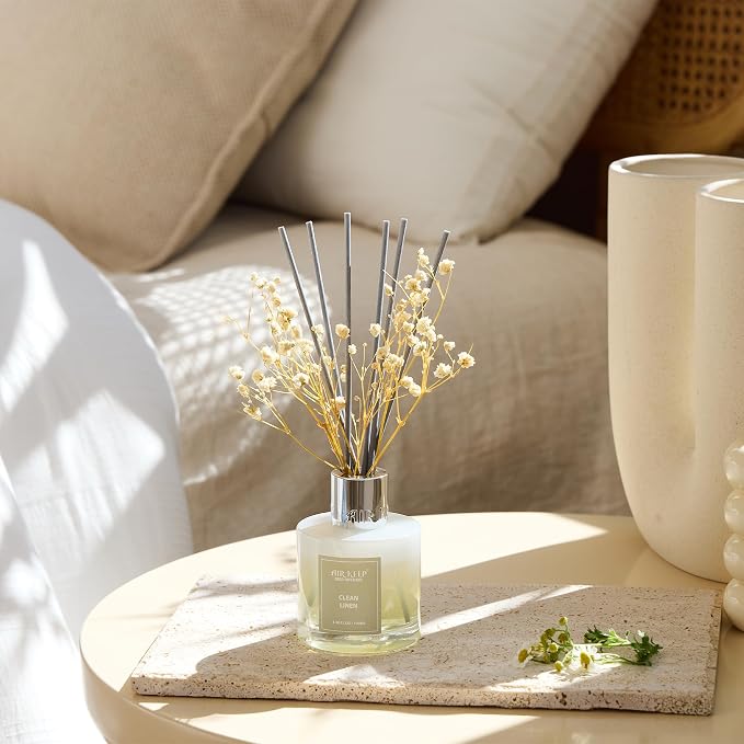 Reed Diffuser Set,3.38 fl oz (100 ml) - Clean Linen Oil Diffusers with 8 Reed Sticks, Home Fragrance Reed, alternate view 3