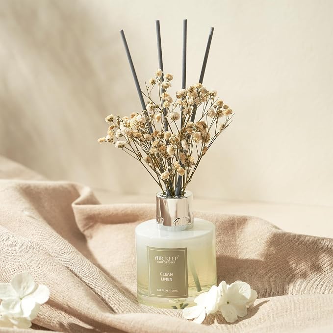 Reed Diffuser Set,3.38 fl oz (100 ml) - Clean Linen Oil Diffusers with 8 Reed Sticks, Home Fragrance Reed, alternate view 4