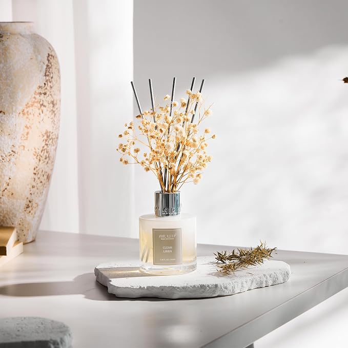 Reed Diffuser Set,3.38 fl oz (100 ml) - Clean Linen Oil Diffusers with 8 Reed Sticks, Home Fragrance Reed, alternate view 6