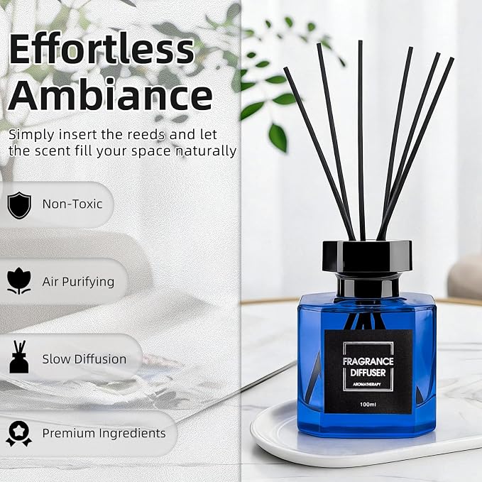 Reed Diffuser Set - 3.38 fl oz (100 ml) - Clean Linen Scent Diffuser with 5 Sticks - Long Lasting Home Fragrance, alternate
