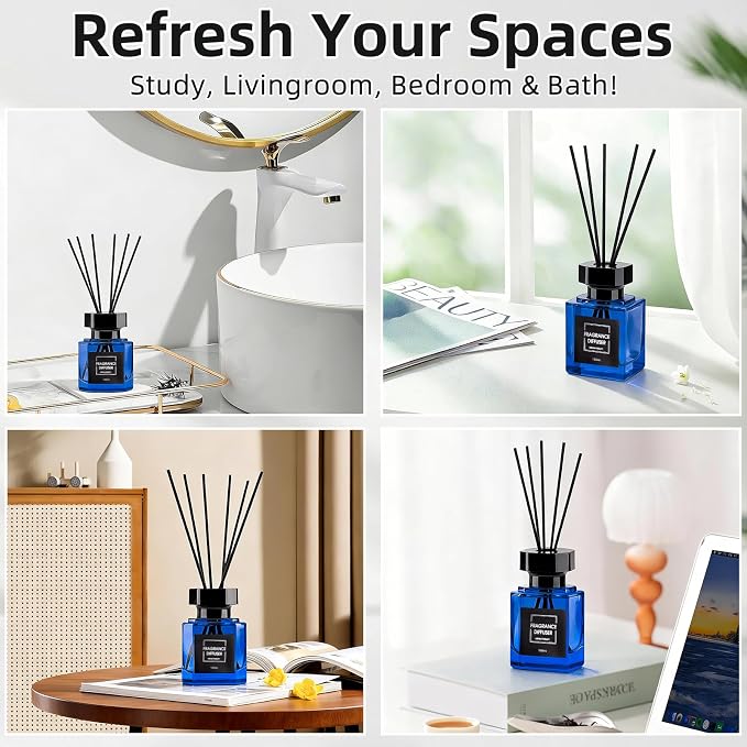 Reed Diffuser Set - 3.38 fl oz (100 ml) - Clean Linen Scent Diffuser with 5 Sticks - Long Lasting Home Fragrance, alternate
