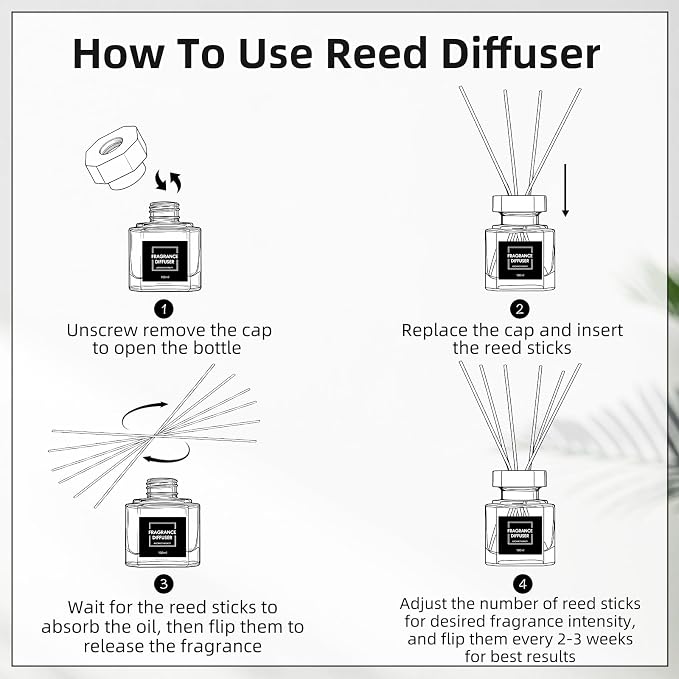 Reed Diffuser Set - 3.38 fl oz (100 ml) - Clean Linen Scent Diffuser with 5 Sticks - Long Lasting Home Fragrance, alternate