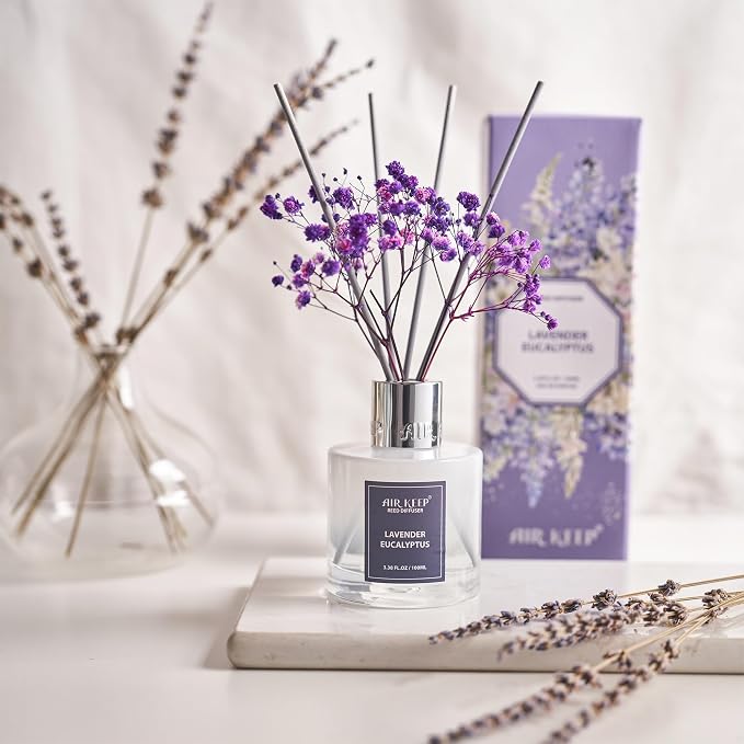 Reed Diffuser Set,3.38 fl oz (100 ml) - Lavender Eucalyptus Oil Diffusers with 8 Reed Sticks, Home Fragrance, alternate view