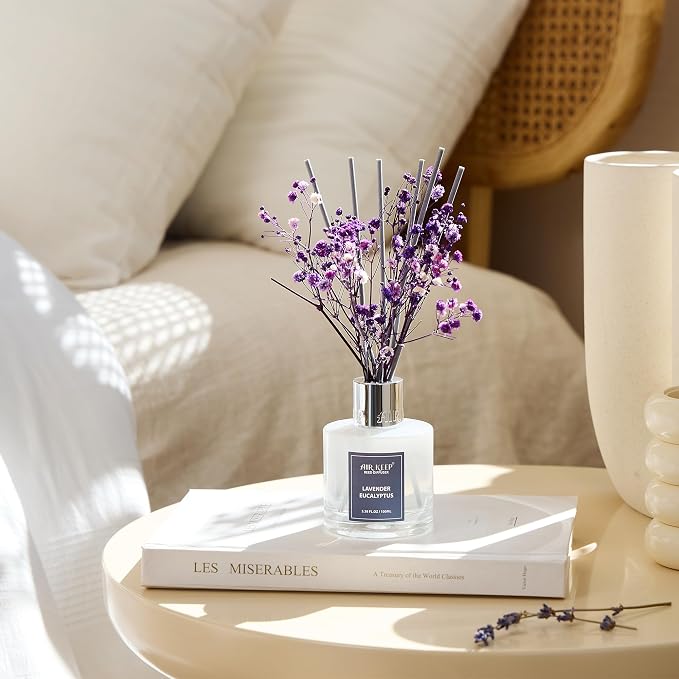 Reed Diffuser Set,3.38 fl oz (100 ml) - Lavender Eucalyptus Oil Diffusers with 8 Reed Sticks, Home Fragrance, alternate view