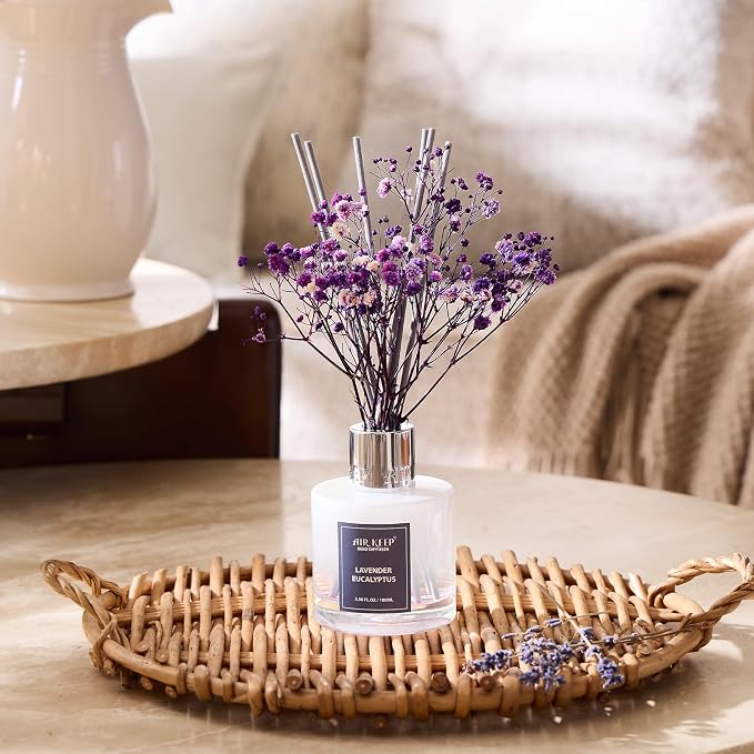 Reed Diffuser Set,3.38 fl oz (100 ml) - Lavender Eucalyptus Oil Diffusers with 8 Reed Sticks, Home Fragrance, alternate view