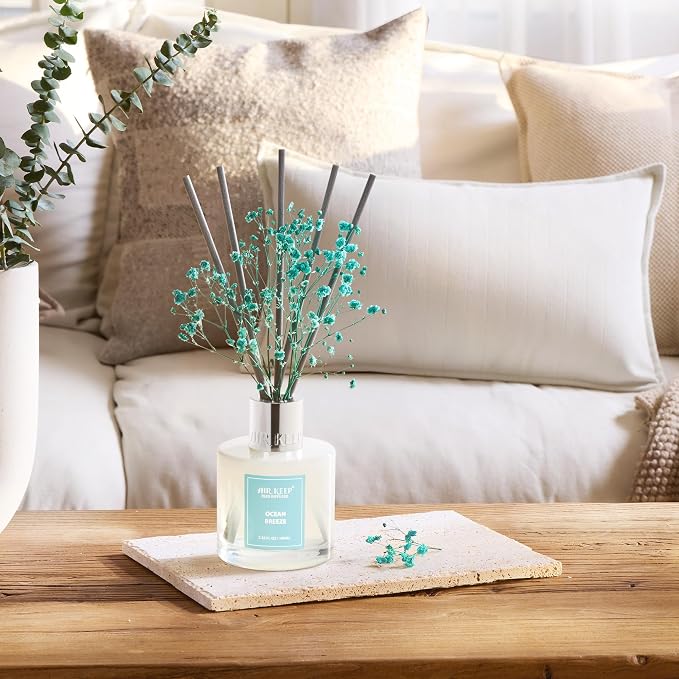 Reed Diffuser Set,3.38 fl oz (100 ml) - Ocean Breeze Oil Diffusers with 8 Reed Sticks, Home Fragrance Reed Diffuser for