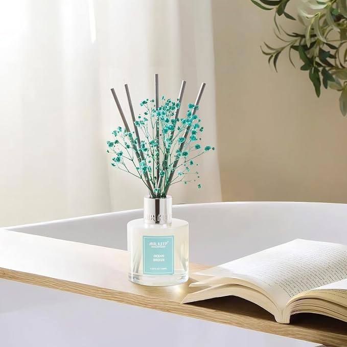 Reed Diffuser Set,3.38 fl oz (100 ml) - Ocean Breeze Oil Diffusers with 8 Reed Sticks, Home Fragrance Reed Diffuser for