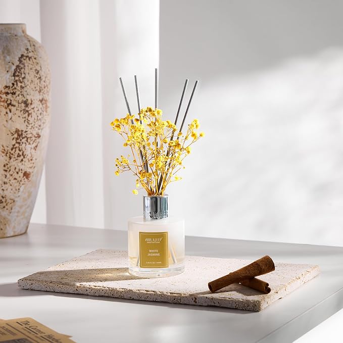 Reed Diffuser Set,3.38 fl oz (100 ml) - White Jasmine Oil Diffusers with 8 Reed Sticks, Home Fragrance Reed, alternate view 3