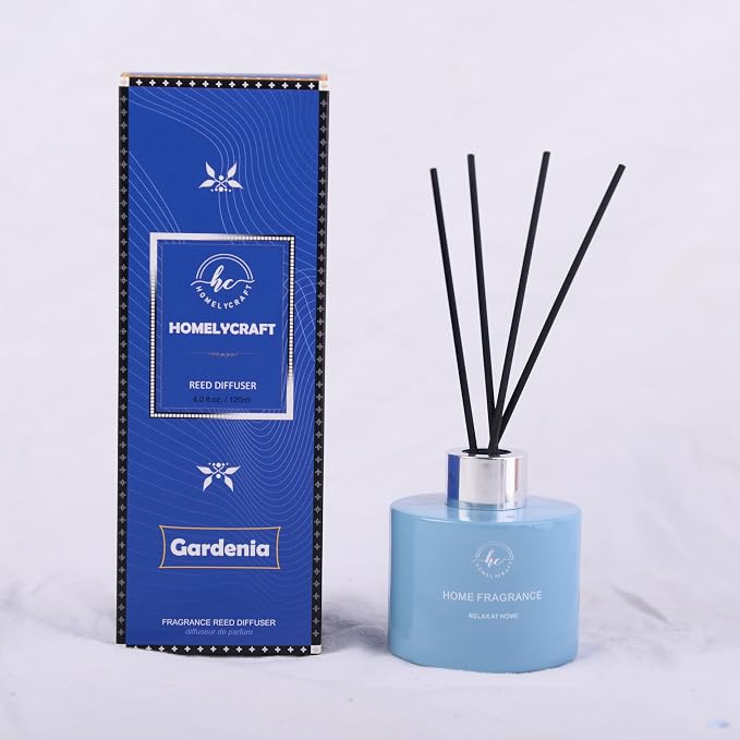 Reed Diffuser Set – 3.38 fl oz (120ml) | Premium Clean Oil Scent Diffuser with Blue Gardenia Fragrance | Elegant Home Décor
