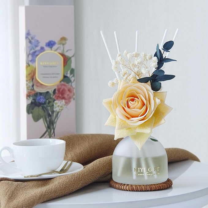 Reed Diffuser Set,4.06 oz Scented Diffuser with 6 Sticks,Home Fragrance,Reed Diffuser for Bathroom Shelf Decor (Gardenia