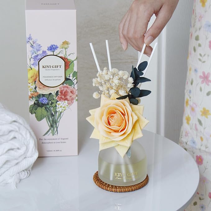 Reed Diffuser Set,4.06 oz Scented Diffuser with 6 Sticks,Home Fragrance,Reed Diffuser for Bathroom Shelf Decor (Gardenia
