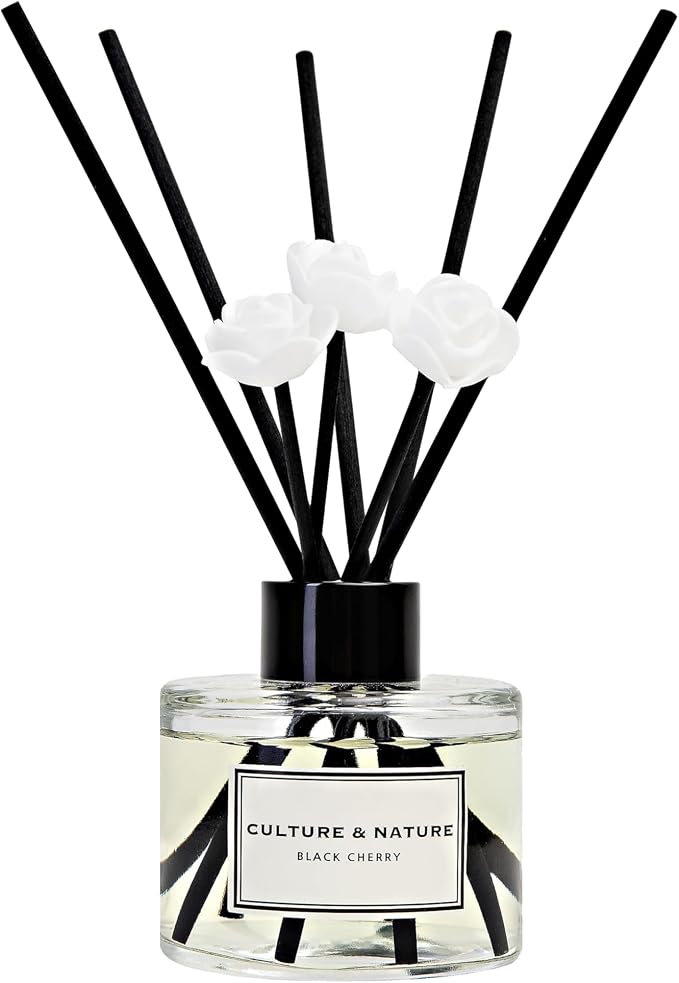 Reed Diffuser Set 4oz (120ml) Black Cherry Scented Diffuser with Sticks Home Fragrance Reed Diffuser for Bathroom Shelf