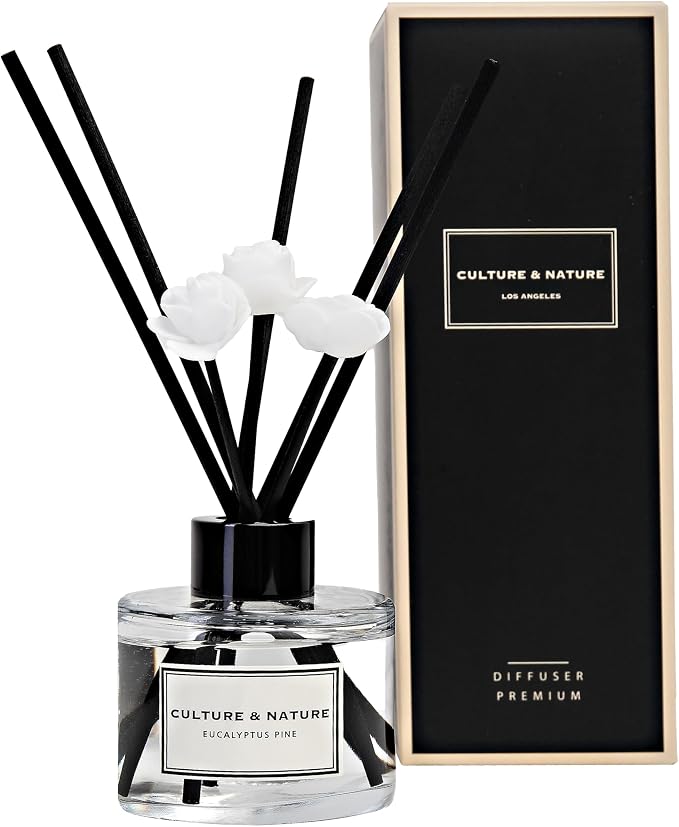 Reed Diffuser Set 4oz (120ml) Eucalyptus Pine Scented Diffuser with Sticks Home Fragrance Reed Diffuser for Bathroom, product