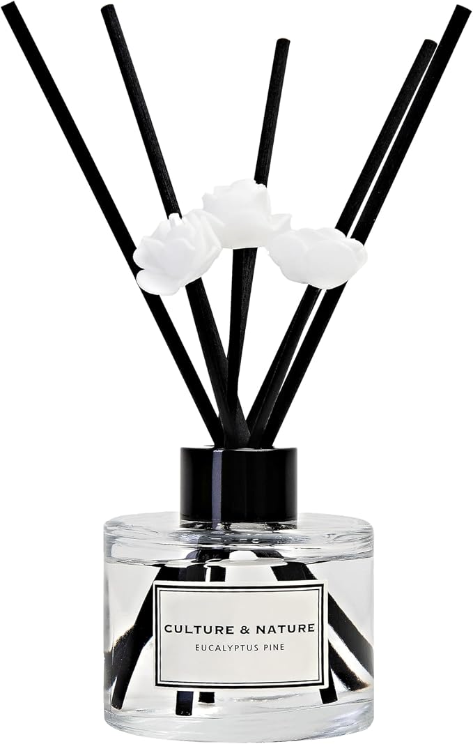 Reed Diffuser Set 4oz (120ml) Eucalyptus Pine Scented Diffuser with Sticks Home Fragrance Reed Diffuser for Bathroom