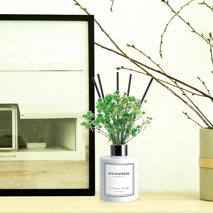 Reed Diffuser Set,5.1 fl oz Cashmere Vanilla Scent Diffuser with Sticks Home Fragrance Reed Diffuser with Essential Oil for