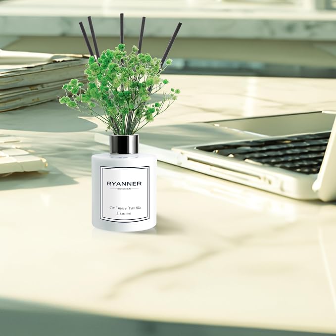 Reed Diffuser Set,5.1 fl oz Cashmere Vanilla Scent Diffuser with Sticks Home Fragrance Reed Diffuser with Essential Oil for
