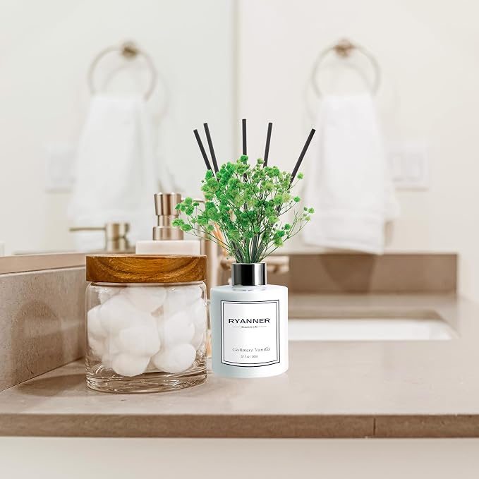 Reed Diffuser Set,5.1 fl oz Cashmere Vanilla Scent Diffuser with Sticks Home Fragrance Reed Diffuser with Essential Oil for