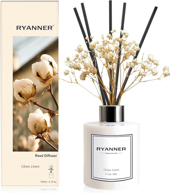 Reed Diffuser Set,5.1 fl oz Clean Linen Scent Diffuser with Sticks Home Fragrance Reed Diffuser with Essential Oil for