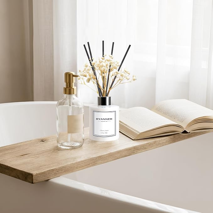 Reed Diffuser Set,5.1 fl oz Clean Linen Scent Diffuser with Sticks Home Fragrance Reed Diffuser with Essential Oil for
