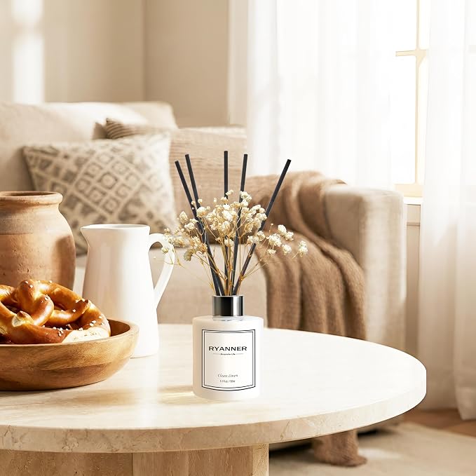 Reed Diffuser Set,5.1 fl oz Clean Linen Scent Diffuser with Sticks Home Fragrance Reed Diffuser with Essential Oil for