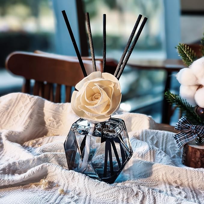 Reed Diffuser Set, 6.09 fl oz (180 ml)- Fresh Linen with 8 Reed Sticks, Home Fragrance Reed Diffuser for Bathroom Shelf