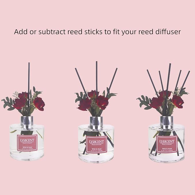 Reed Diffuser Set 6.7 oz Wild Rose Essential Oil Diffuser with 10 Diffuser Sticks for Bathroom Bookshelf Bedroom Office Decor