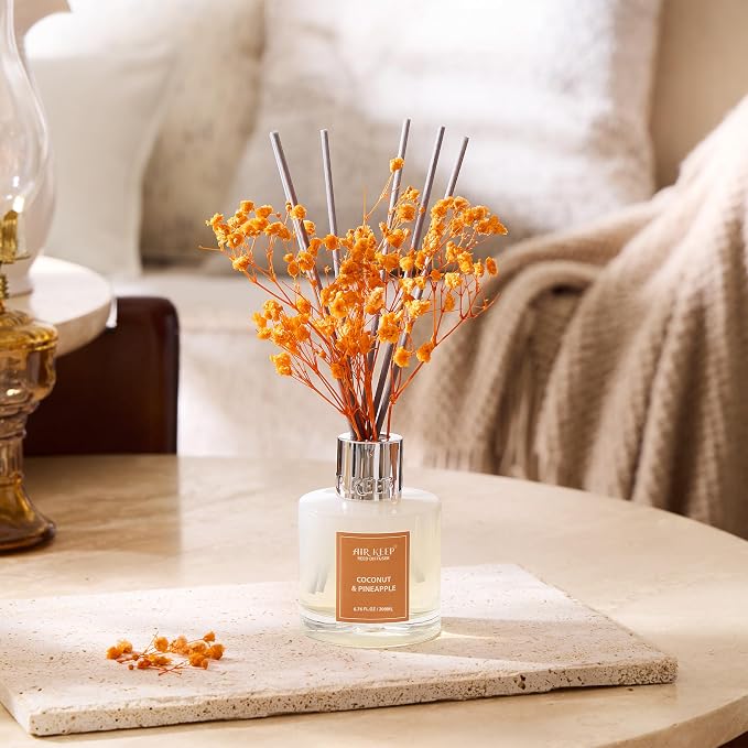 Reed Diffuser Set,6.76 fl oz (200 ml) - Coconut & Pineapple Oil Diffusers with 8 Reed Sticks, Home Fragrance Reed Diffuser