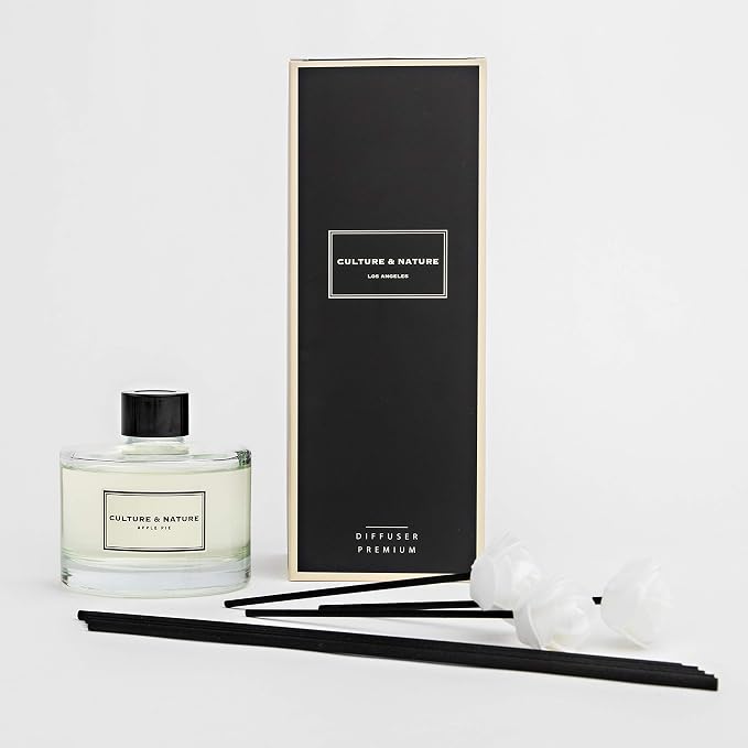 Reed Diffuser Set 6.7oz (200ml) Apple Pie Scented Diffuser with Sticks Home Fragrance Reed Diffuser for Bathroom Shelf