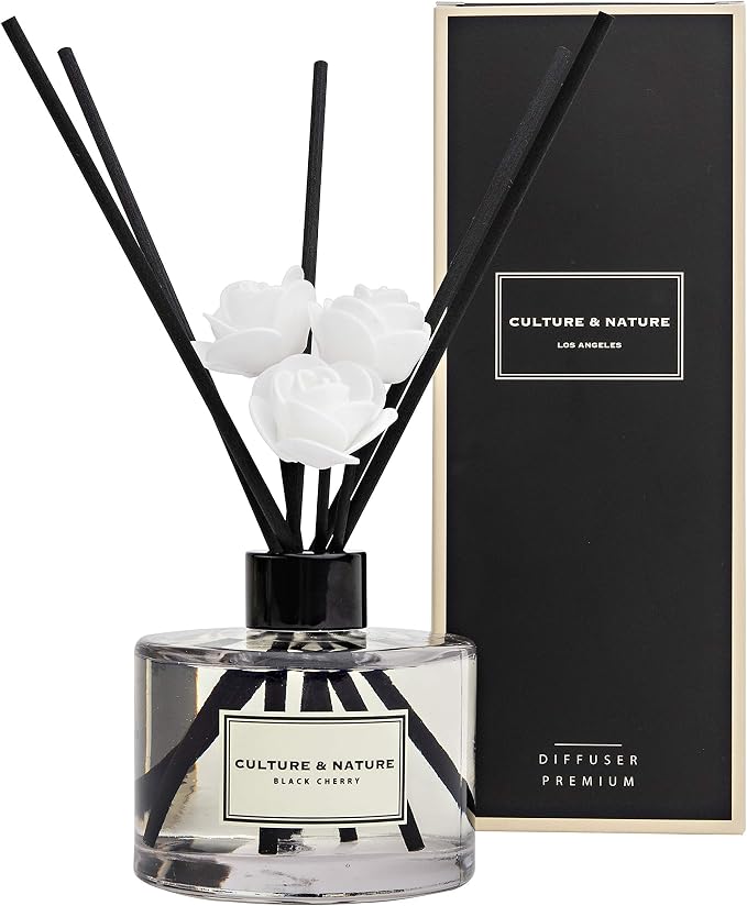Reed Diffuser Set 6.7oz (200ml) Black Cherry Scented Diffuser with Sticks Home Fragrance Reed Diffuser for Bathroom, product