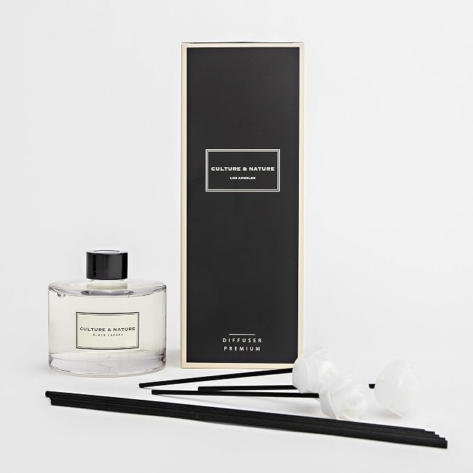 Reed Diffuser Set 6.7oz (200ml) Black Cherry Scented Diffuser with Sticks Home Fragrance Reed Diffuser for Bathroom