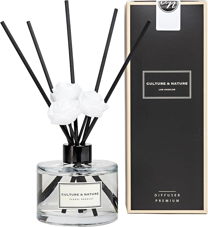Reed Diffuser Set 6.7oz (200ml) Floral Bouquet Scented Diffuser with Sticks Home Fragrance Reed Diffuser for Bathroom