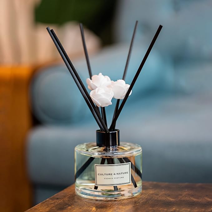 Reed Diffuser Set 6.7oz (200ml) Flower Market Scented Diffuser with Sticks Home Fragrance Reed Diffuser for Bathroom