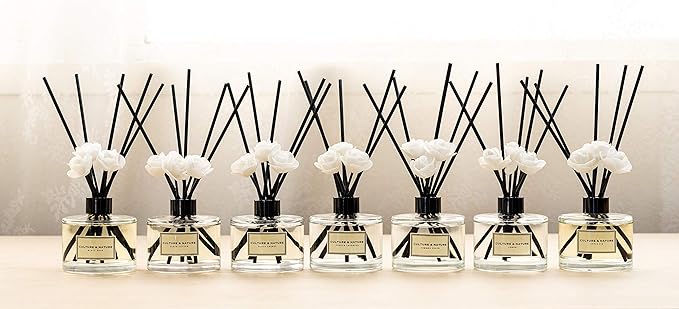 Reed Diffuser Set 6.7oz (200ml) Flower Market Scented Diffuser with Sticks Home Fragrance Reed Diffuser for Bathroom