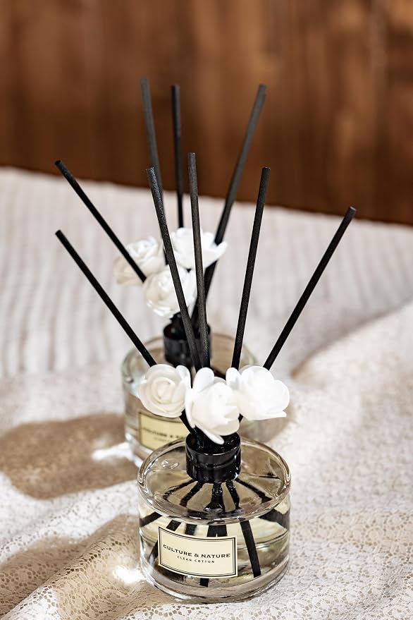 Reed Diffuser Set 6.7oz (200ml) Magnolia Scented Diffuser with Sticks Home Fragrance Reed Diffuser for Bathroom Shelf Decor
