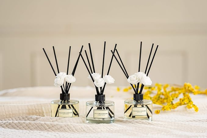 Reed Diffuser Set 6.7oz (200ml) Musky Sage Scented Diffuser with Sticks Home Fragrance Reed Diffuser for Bathroom Shelf