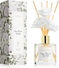 Reed Diffuser Set,6.7oz (200ml) Ocean Mist & Sea Salt Scented Diffuser with 3 White Rose Foam Flowers & Cotton Sticks