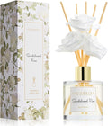 Reed Diffuser Set,6.7oz (200ml) Sandalwood Rose Scented Diffuser with 3 White Rose Foam Flowers & Cotton Sticks, product