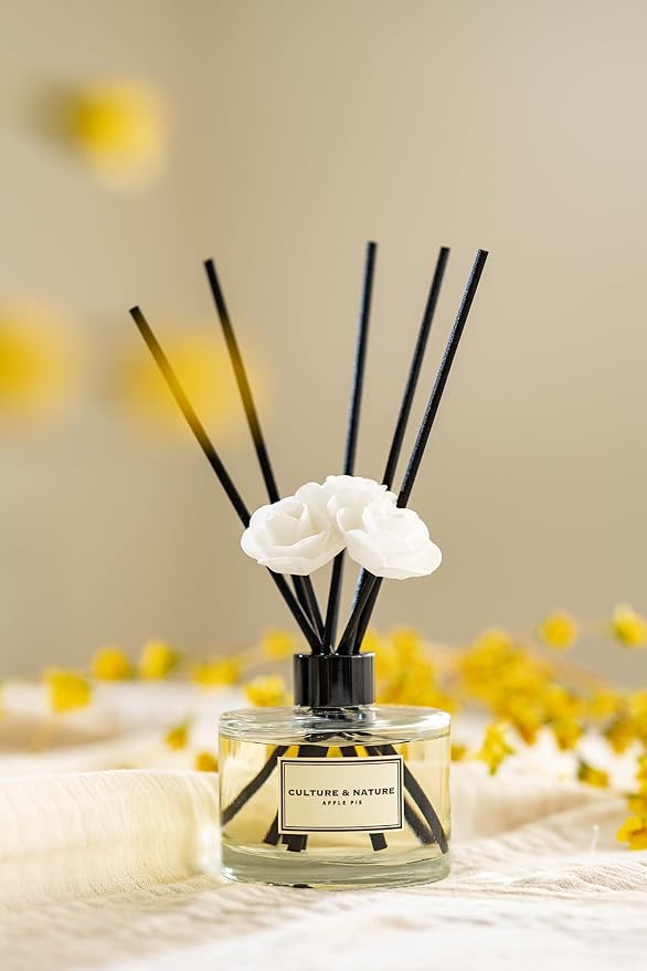 Reed Diffuser Set 6.7oz (200ml) Vanilla Scented Diffuser with Sticks Home Fragrance Reed Diffuser for Bathroom Shelf Decor